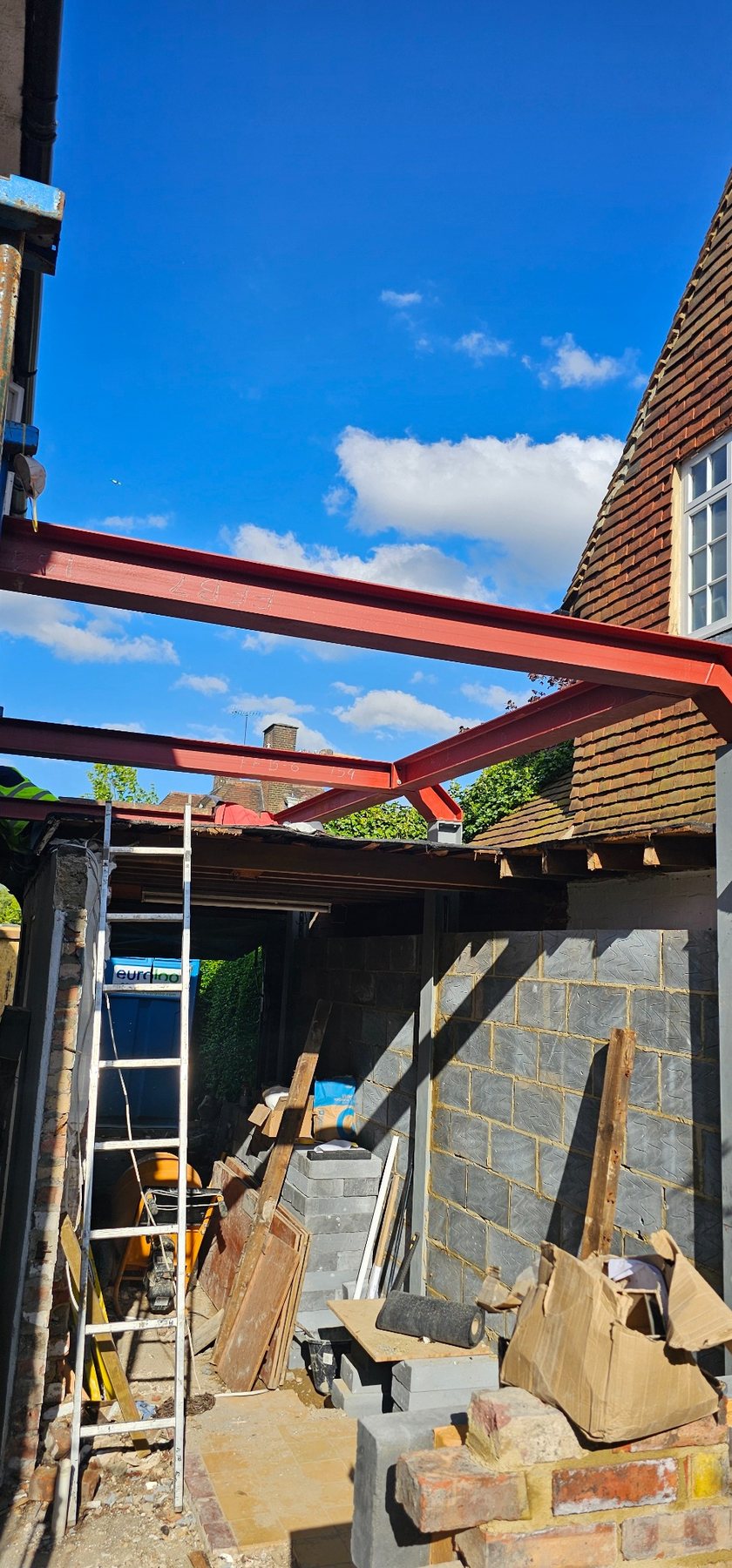 Steel frame installed for a residential extension